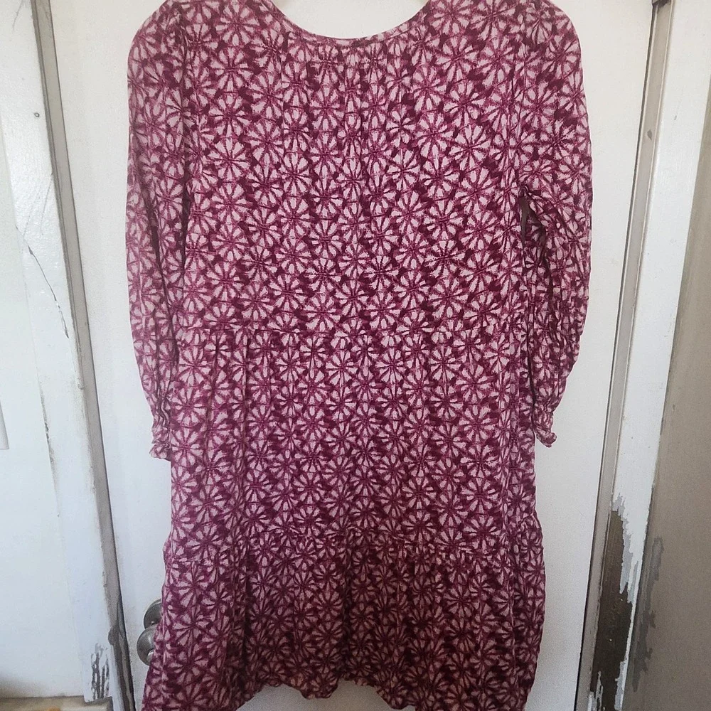 Gap Kids Pink Floral Print Long Sleeve Tiered Print Dress Sz‎ 10 L